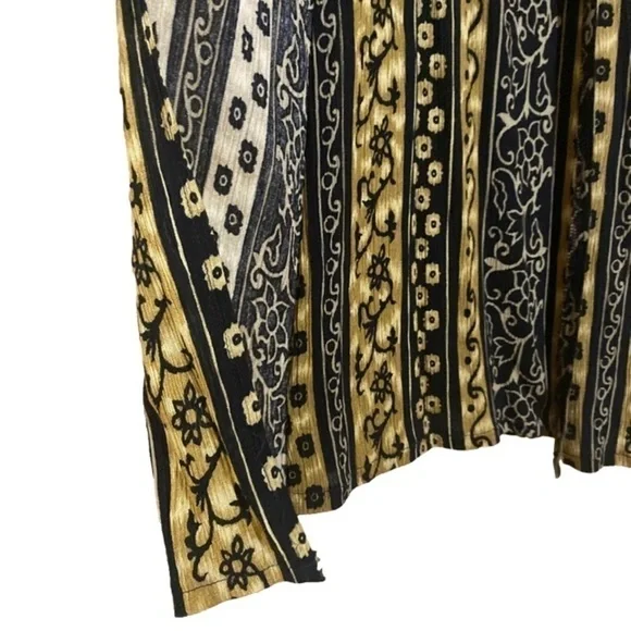 Batik Print Dress Boho Black Tan Small - Picture 6 of 11